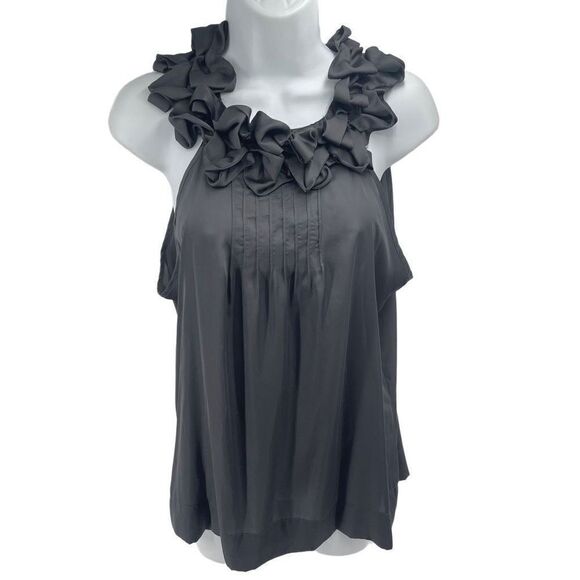 Violet & Claire Womens Blouse Top Sleeveless Ruffled Pleated Gray Size Medium - Picture 11 of 13